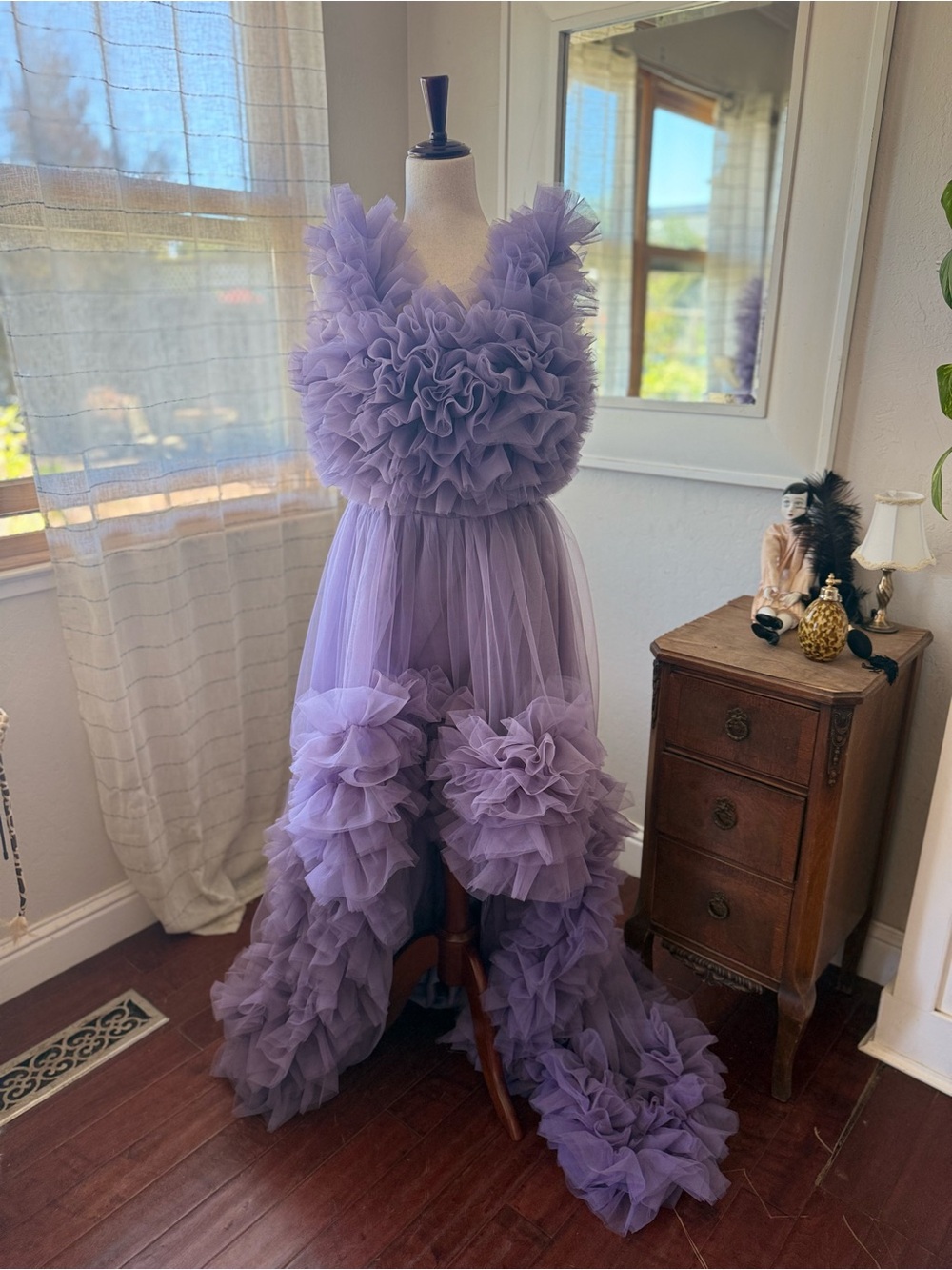 Lilac Ruffled Tulle Formal Dress